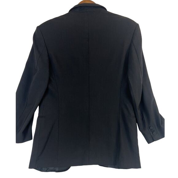Donna Karan Made In Italy Wool 3 Button Tuxedo Jacket Sz 38R Black - Picture 2 of 13